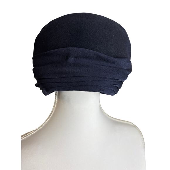 Vintage Ladies Navy Blue Wool and Silk Hat Shaw Hat Shop, Kansas City, Mo. - Picture 3 of 9